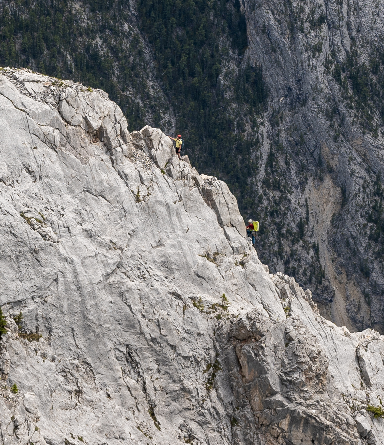 climbers on the arete